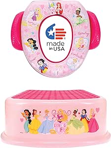 Disney Princess "Loving Life" 2 Piece Essential Potty Training Set - Soft Cushion, Baby Potty Training, Safe, Easy to Clean, Step Stool