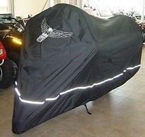 Premium High Quality Motorcycle Cover, Fits up to 108" length Large cruiser, Tourer, Chopper. includes Cable & Lock - Eagle Logo