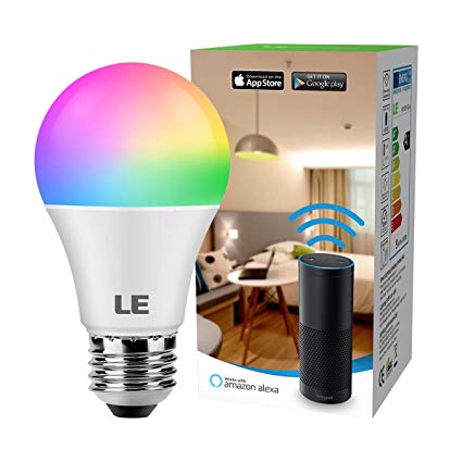 LE WiFi Smart Light Bulb Works with Alexa, Google Assistant, IFTTT, 2.4G WiFi, RGBCW and CCT (2700-6500K Tunable White), Timer, Color Changing, Dimmable 9W 850lm A19 E26 LED Bulb, No Hub Required