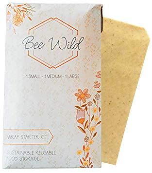 Bee Wild Co.: Beeswax Wraps - Plastic Wrap Alternative - 100% Biodegradable Ingredients - Natural Honey Scent - Reduce Your Use of Plastic - Reusable - Proceeds Donated to Bee-Protecting Charities
