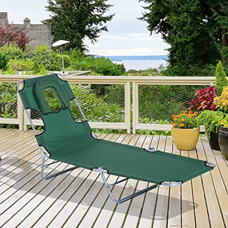 Festnight Outdoor Patio Chaise Lounger Chair Folding Pool Recliner Beach Adjustable Camping Sun Bed