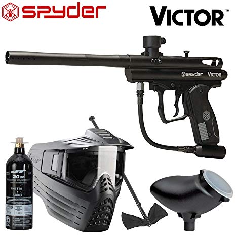 Spyder Victor Package .68Cal Paintball Kit Includes Sentry Goggle, Empty 20oz Co2 Tank, 200Rd Loader & Squeegee, Black