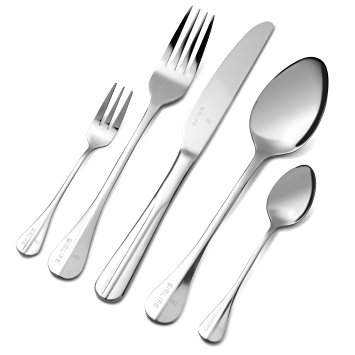 Simlife 20-Piece Flatware Set, 18/10 Stainless Steel,Mirror Finish Including Fork Spoons Knife Tableware Dinner Set,Cutlery Service for 4