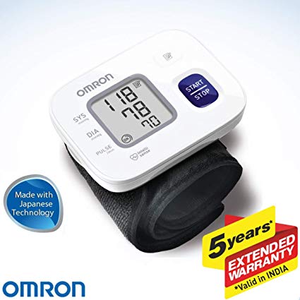 Omron HEM 6161 Fully Automatic Wrist Blood Pressure Monitor with Intellisense Technology, Cuff Wrapping Guide and Irregular Heartbeat Detection for Most Accurate Measurement (White)