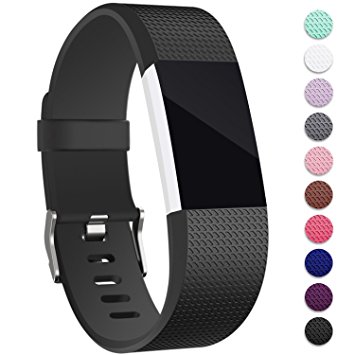 For Fitbit Charge 2 Strap Bands, Mornex Classic Adjustable Wristband Replacement, TPU Band Sport Straps with Metal Clasp for Fitbit Charge 2 Small Large