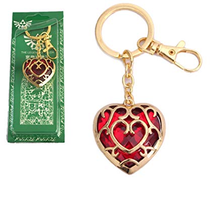 The Legend of Zelda Skyward Sword Heart Container Keychain Cosplay Pendant Jewelry Necklace (Red Keychain)