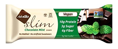 NuGO Slim Gluten Free Vegan Protein Bar, Chocolate Mint, 1.59-Ounce Bars (Pack of 12)