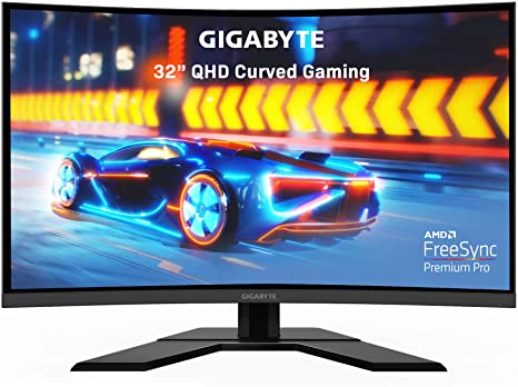 GIGABYTE G32QC 32" 165Hz 1440P Curved Gaming Monitor, 2560 x 1440 VA 1500R Display, 1ms (MPRT) Response Time, 94% DCI-P3, VESA Display HDR400, FreeSync Premium Pro