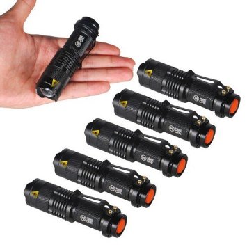 (2 Year Warranty !) MakeTheOne 6 Mini Q5 LED Flashlight 3W 380LM LED Lighting Torch Adjustable Focus Zoom Light Lamp for Cycling Camping Hiking Hunting Outdoor & Indoor Activities