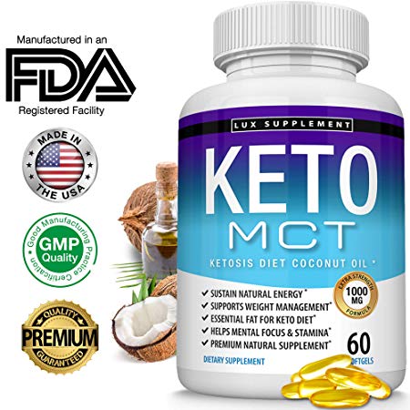 Lux Supplement Keto Mct Oil Softgels Advanced Ketosis Diet - 1000 Mg Natural Pure Coconut Oil Extract Pills for Ketogenic & Ketone Diet, Easy to Digest Fuel for Energy & Brain, Men Women, 60 Softgels