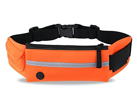 Refoss Running Waist Pack, Water Resistant Fanny Pack, Expandable Sport Belt with Water Bottle Holder, Great for Biking, Hiking, Travel and Outdoor Activities