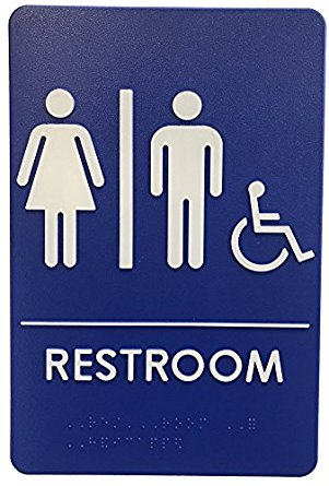 Rock Ridge Unisex Restroom Sign Blue/White - ADA Compliant (1)