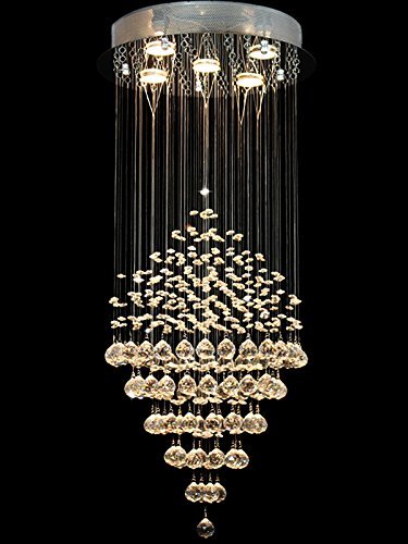 Ella Fashion® Stunning Modern Specail Rhombus Design European French Style Gorgeous Romantic LED Crystal Flushmount Chandelier Lighting Ceiling light Fixture for Kitchen Dining Conference Room Wedding Cafe Restaurant Foyer Porch Diameter 19.7 inch X Length 35 inch