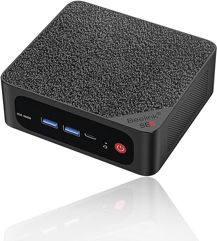 Beelink SER5 Mini PC, AMD Ryzen 7 5800H(Up to 4.4GHz) 8C/16T, Mini Desktop Computer 32GB DDR4 RAM 500GB NVMe SSD, Small Gaming PC Support 4K@60Hz Output/BT5.2/WiF 6 for Gaming/Office/Home Grey