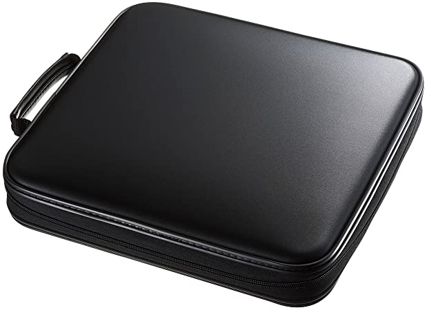 SANWA (Japan Brand) 160 Large Capacity CD Case, Portable DVD/VCD Storage, EVA Protective Blu-ray Wallet, Binder, Holder, Booklet with Attached Handle for Car, Home, Office, Travel (Black)