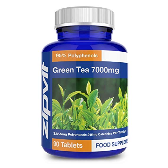 Green Tea Extract 7000mg (High Strength) | 90 Vegan Tablets | Antioxidant | 3 Months Supply | Made in UK | Vegetarian Society Approved