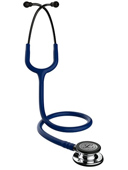 3M Littmann 5863 Classic III Stethoscope, Mirror Finish Chest Piece, Navy Blue Tube, Smoke Stem and Headset, 27"