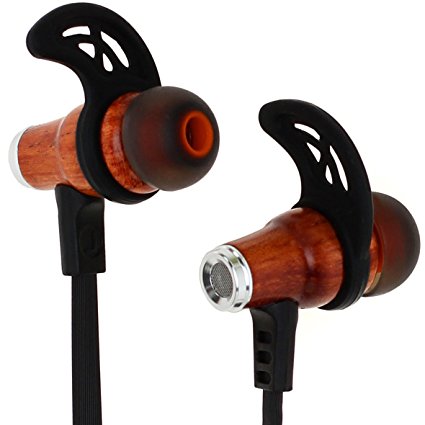 Bluetooth Earphones | Symphonized NRG Wireless In-ear Headphones | Stereo Wood Earbuds | Secure Fit for Sport with Built-in Mic (Black)