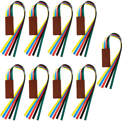 Ribbon Bookmark Ribbon Markers Artificial Leather Bookmark with Colorful Ribbons for Books (9 Pieces)