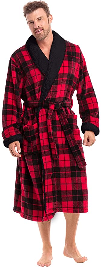 Alexander Del Rossa Men's Warm Fleece Robe, Plush Bathrobe