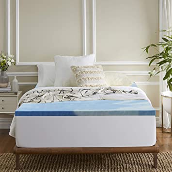 Sleep Innovations 3-inch Memory Foam Mattress Topper, California King, Blue Gel Swirl