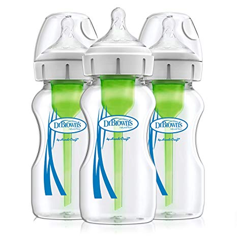 Dr. Brown's Options  Wide-Neck Glass Baby Bottles, 9 Ounce, 3 Count