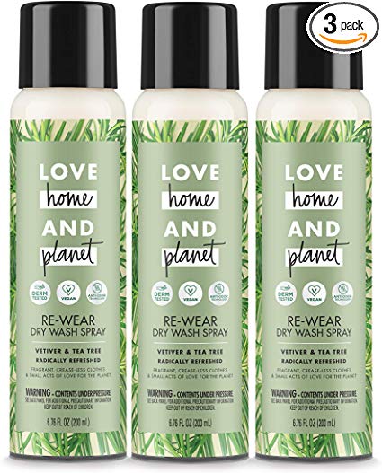 Love Home and Planet Dry Wash Spray Vetiver & Tea Tree Oil, 6.76 Fl Oz, Pack of 3