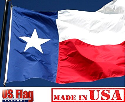 US Flag Factory 2'x3' Texas State Flag (Appliqued Star & Sewn Stripes) Outdoor SolarMax Nylon - Made in America