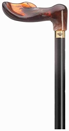Unisex Palm Grip Cane Black Shaft, Amber Acrylic Handle -Affordable Gift! Item #DHAR-9786900