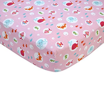 Carter's Sea Collection Fitted Crib Sheet, Pink/Blue/Turquoise (Discontinued by Manufacturer)