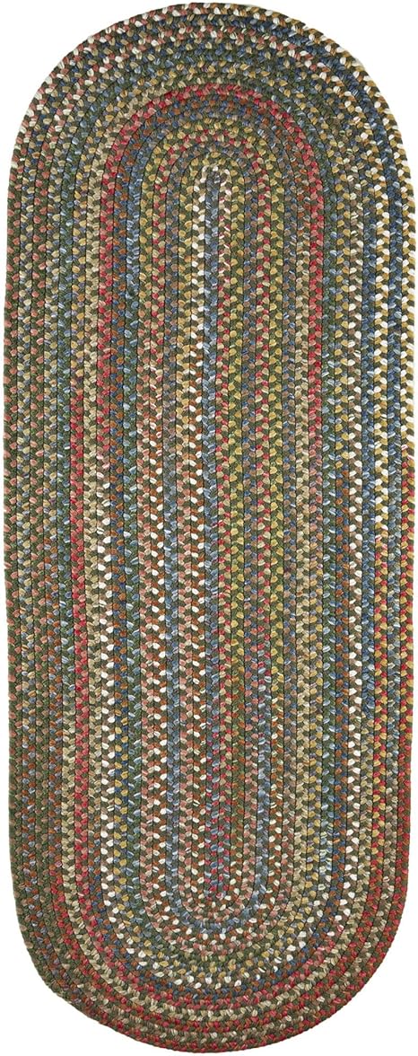 Super Area Rugs Gemstone Made in USA Braided Rug Colorful Kitchen Living Room Carpet, Emerald 2' X 8' Runner