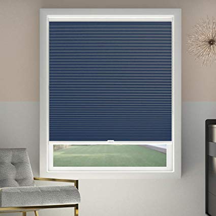 SBARTAR Cordless Cellular Shades Blackout Honeycomb Blinds for Windows Inside & Outside Mount 46x48 inch, Ocean Blue(Blackout)