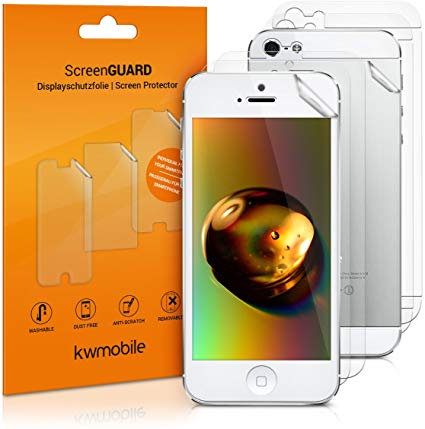 kwmobile 3X Screen Protector MATT and Anti-Glare   3X Rear Protective Film Crystal Clear for Apple iPhone SE / 5 / 5S