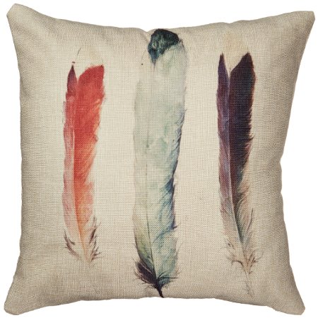 Cotton Linen Decorative Throw Pillow Case Cushion Cover (Feathers) 18 "X18"