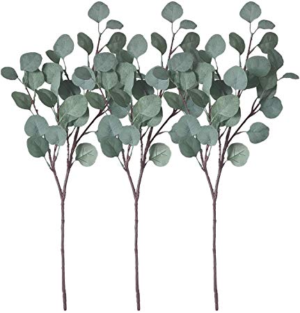 ZHIIHA Artificial Eucalyptus Garland Long Silver Dollar Leaves Foliage Plants Greenery Fake Plastic Branches Greens Bushes