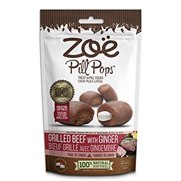 Zoe Pill Pops for Pets, Healthy All Natural Dog Treats for Giving Medication, Grilled Beef with Ginger