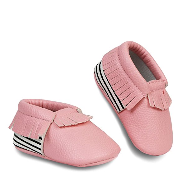FRILLS Infant Toddlers Baby Boys Girls Soft Soled Fringe Crib Shoes PU Moccasins
