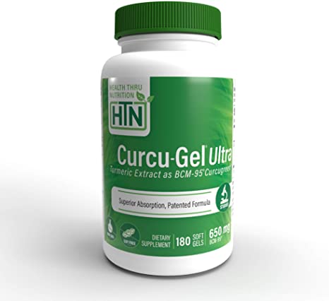 Curcu-Gel Ultra 650 mg BCM-95® (CURCUGREEN®) Enhanced Absorption Bio-Curcumin Complex (Soy-Free & Non-GMO) (500mg Total Curcuminoids with Essential Oils of Turmeric Rhizome) 180 Softgels