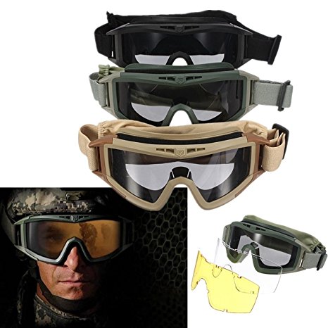 CS Airsoft Explosion-proof Goggle Glasses Eye Protection Mask with 3 Lenses