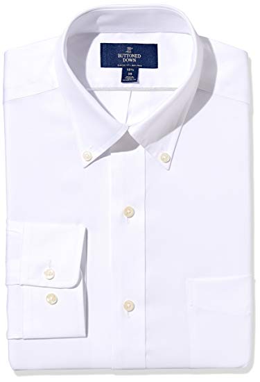 Amazon Brand - BUTTONED DOWN Men's Classic Fit Button-Collar Solid Pinpoint Non-Iron Dress Shirt
