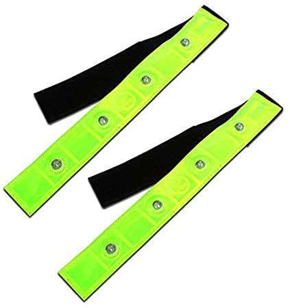 Pack of 2 - Reflective ARMBANDS with Blinking LED Night Lights for Roadside, Cycling, Cross Training, Night Running, Hiking, Camping, Snowboarding, Raves and Concerts by MaximalPower (Pack of 2)