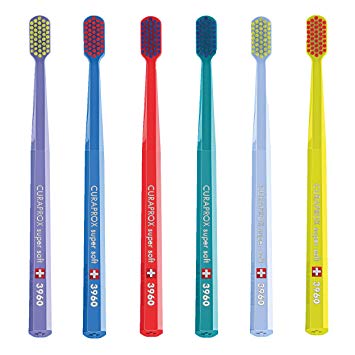 Curaprox Sensitive Supersoft Toothbrush CS 3960, 6 Pack, Colors May Vary