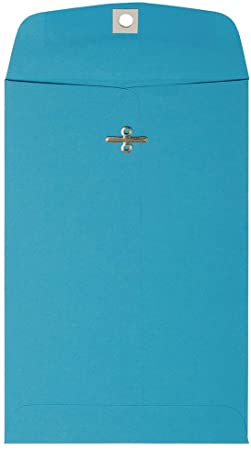 JAM PAPER 6 x 9 Open End Catalog Colored Envelopes with Clasp Closure - Blue Recycled - 100/Pack