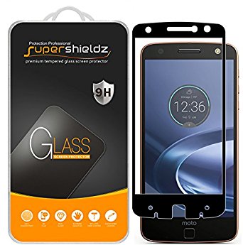 [2-Pack] Supershieldz For Motorola "Moto Z Force Droid" Tempered Glass Screen Protector, [Full Screen Coverage] Anti-Scratch, Bubble Free, Lifetime Replacement Warranty (Black)