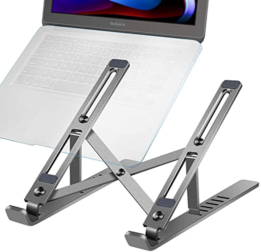 Gshine Laptop Stand, Multi-Angle Adjustable Aluminum Notebook Stand, Foldable Non-Slip Computer Holder for MacBook Pro/Air, HP, Acer, Asus, Sony, Dell, Surface, More 10-15.6 Inch Notebooks - Black