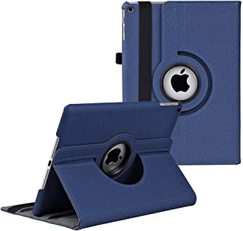 iPad 10.2 Case iPad 9th Generation 2021/ iPad 8th Generation 2020/ iPad 7th Generation 2019, 360 Degree Rotating Stand Case Protective Cover with Auto Sleep/Wake Function(Navy Blue)