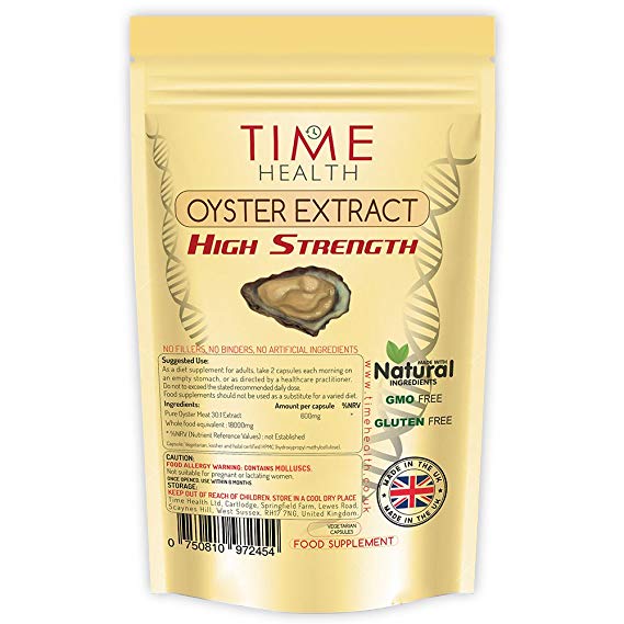Oyster Extract – 100% Natural, Pure & Highly Concentrated Oyster Meat Extract – High in Natural Taurine and Zinc – 60/120 Capsules – UK Manufactured – Zero Additives (60 Capsules)