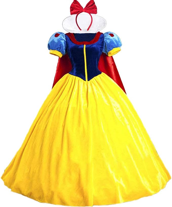 KUFV Women's Princess Costume Dress Snow White Princess Costume with Headband