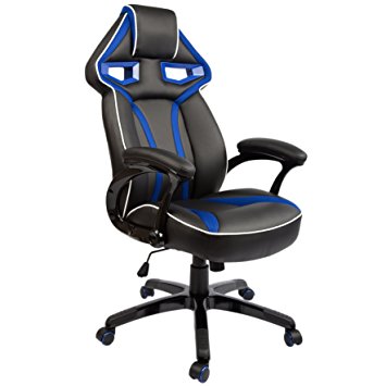 Brand New BLUE PU Racing Style Gaming Chair - Blue/Black