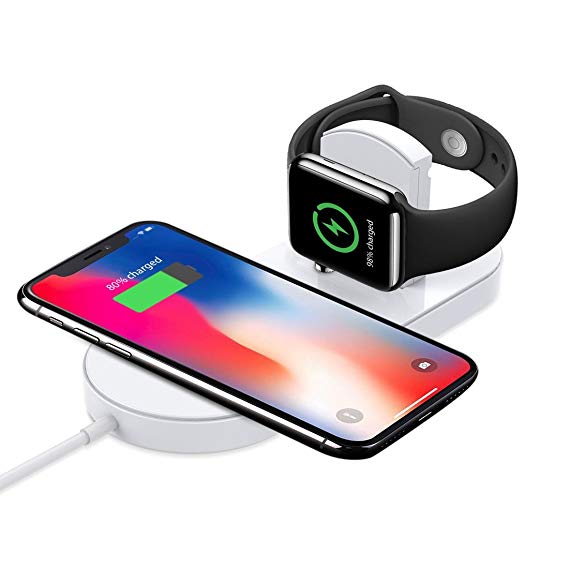 Teemade Wireless Charger for iPhone X/Xs/8/8 Plus,Apple Watch Series 1/2/3/4,7.5W/10W Charger Stand for iPhone/Samsung S9/8/8,9 Plus, Note 8,2W Charger Stand for Watch and 5W for All Qi Enable Models
